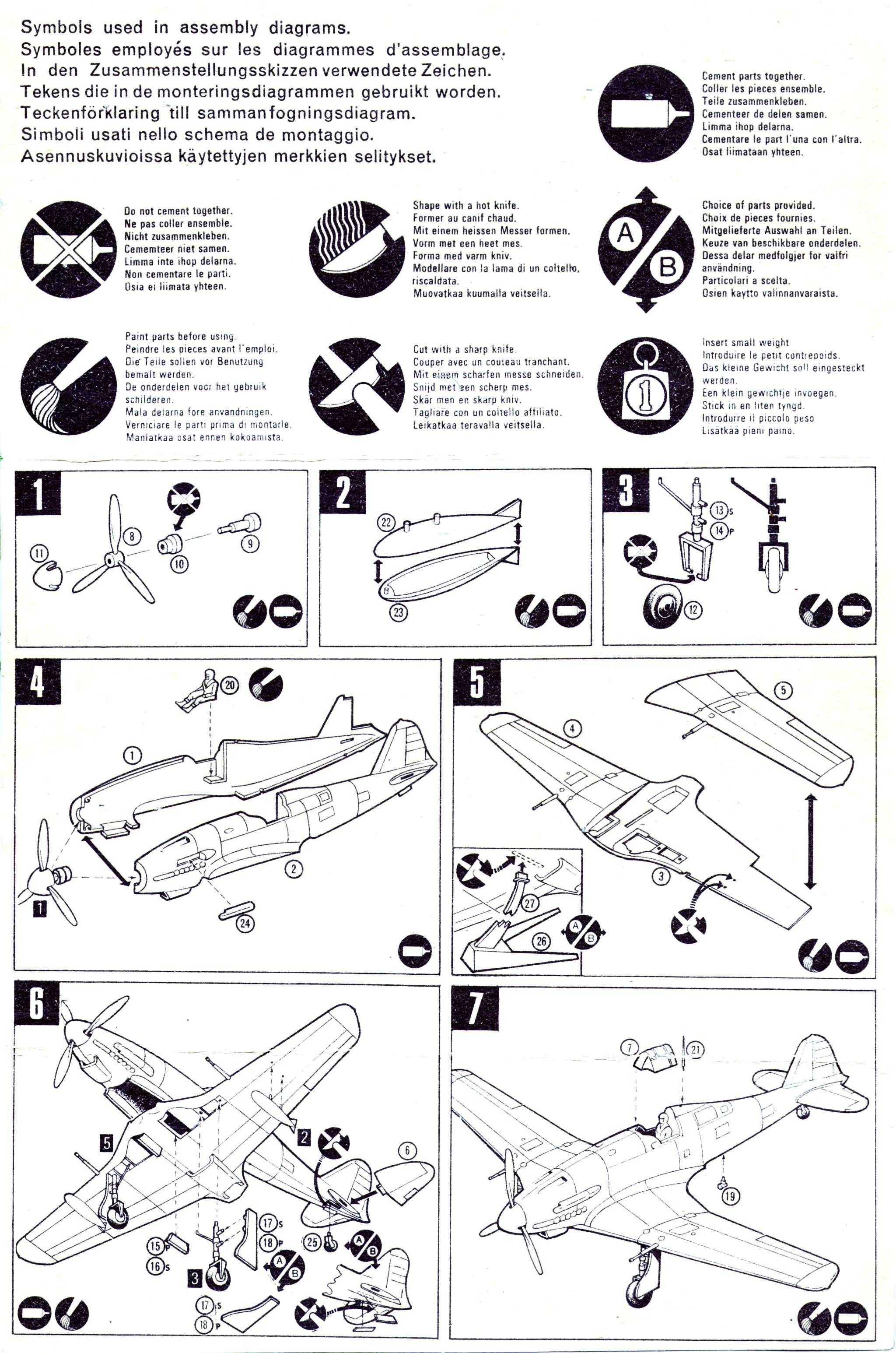 Assembly instruction FROG F216F Fiat G.55 Single-seat fighter, Rovex limited; 1973-1974
